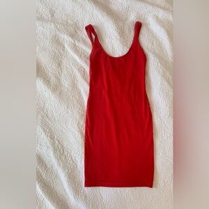 Red American Apparel body-con dress.
